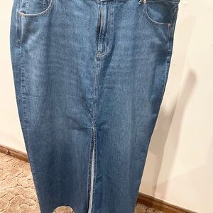 Classic Blue Denim Women's  open front slit skirt